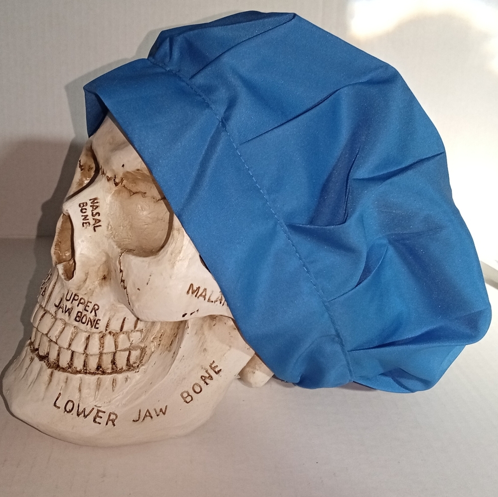 NEW 3 Pack Hospital Nurse Doctor Scrub Beanie Caps! Elastic Back. Blue. Unisex